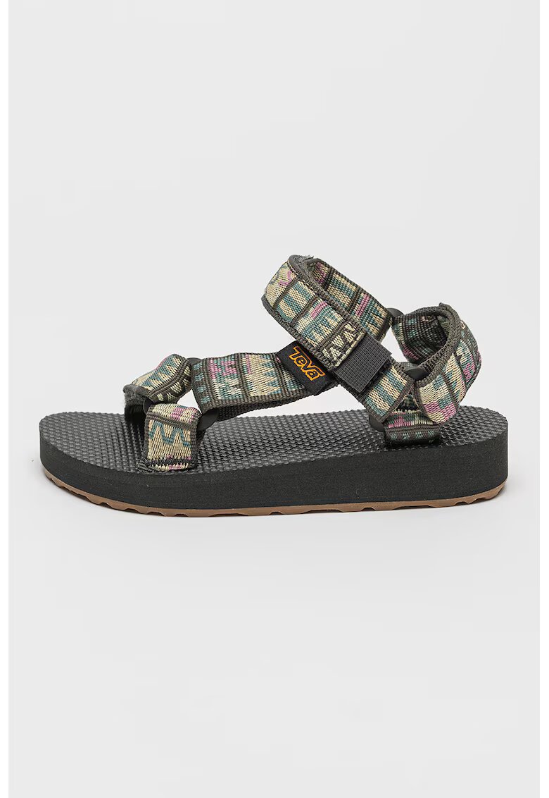 Teva Sandale din material textil cu velcro - Albastru prafuit/Galben pal/Negru stins