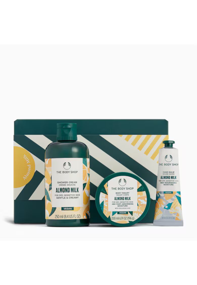 The Body Shop Set Cadou Almond Milk Essentials - 3 produse - hidratare pentru piele uscata si sensibila - multicolor