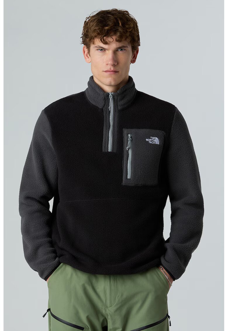 The North Face Bluza de trening din material fleece cu fenta cu fermoar pentru drumetii - Negru/Gri inchis