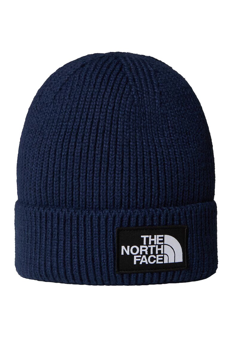 The North Face Caciula striata cu detaliu cu aplicatie - Albastru inchis