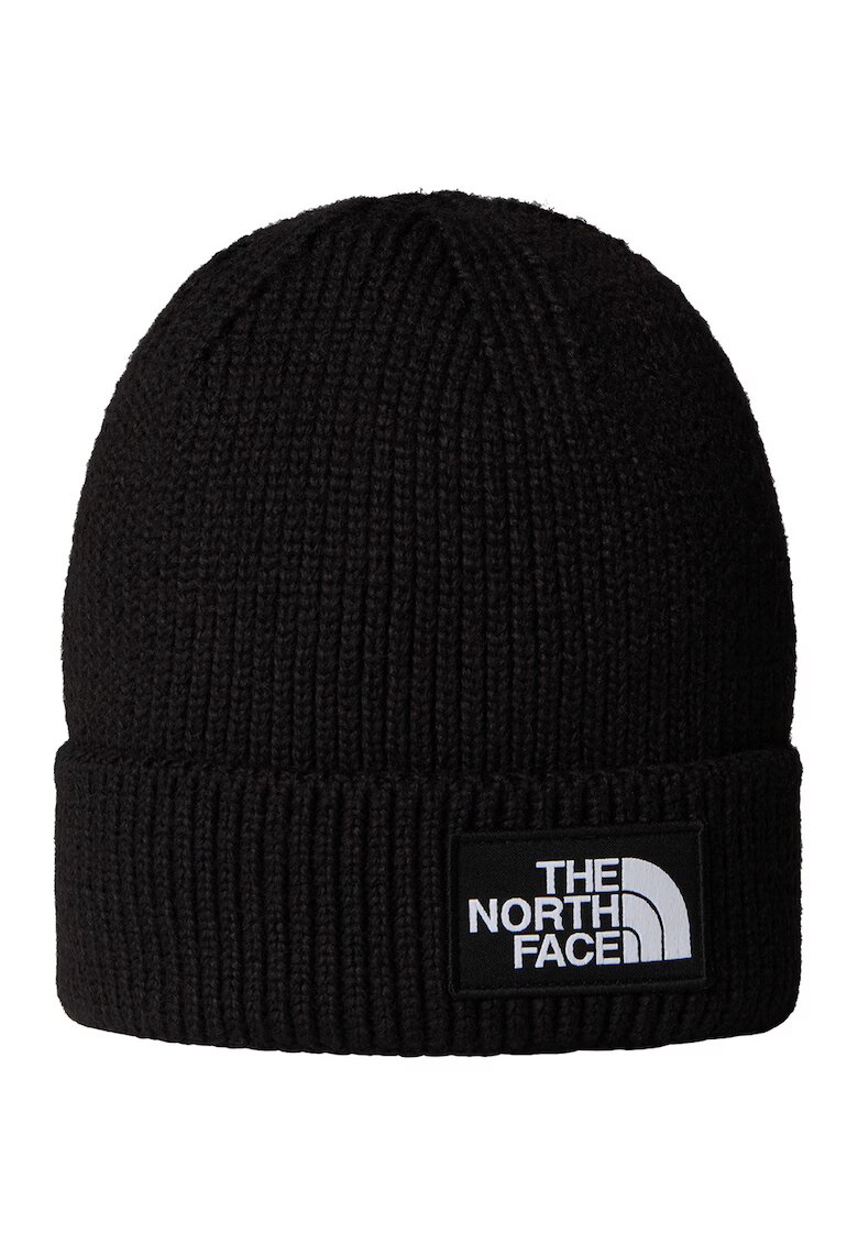 The North Face Caciula striata cu detaliu cu aplicatie - Negru