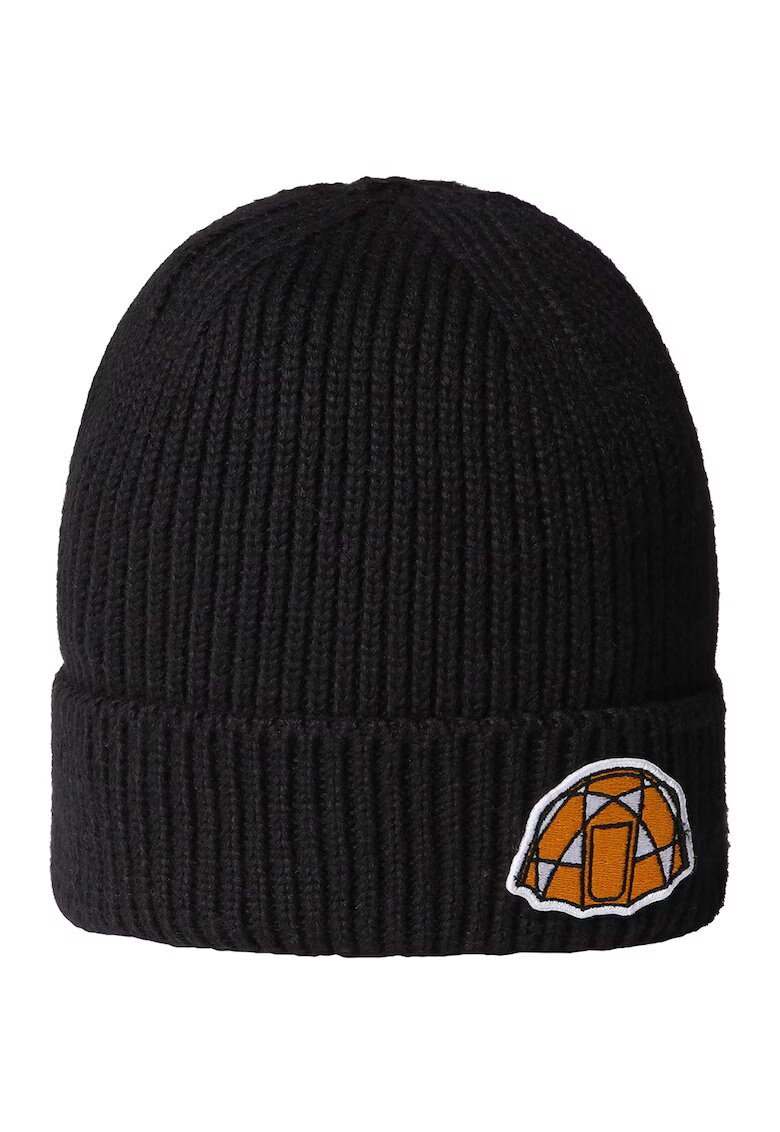 The North Face Caciula striata cu detaliu cu aplicatie - Negru stins