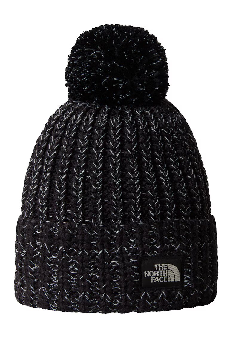 The North Face Caciula unisex cu ciucure si aplicatie logo - Alb/Negru
