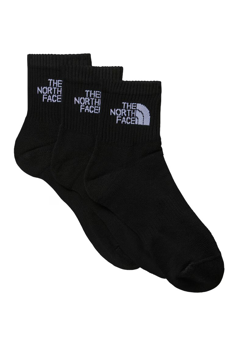 The North Face Set de sosete scurte cu imprimeu lofo pentru drumetii Multi Sport - 3 perechi - Negru