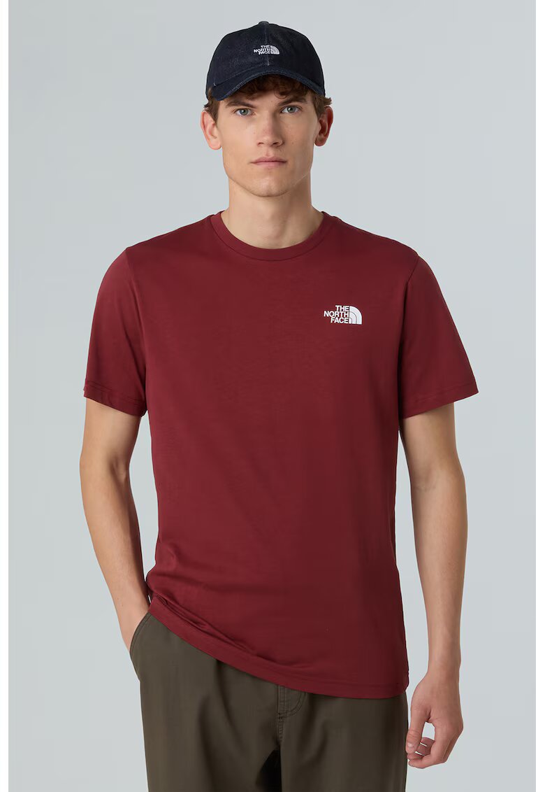 The North Face Tricou cu decolteu la baza gatului si imprimeu logo pe partea din spate - Gri/Rosu inchis