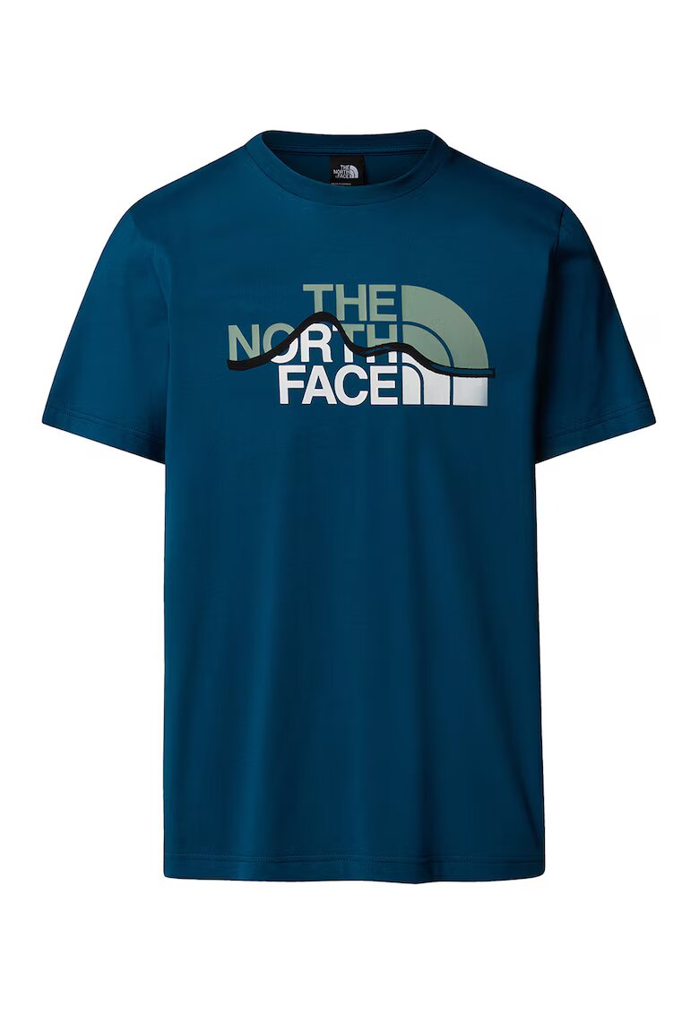 The North Face Tricou cu imprimeu logo Mountain Line - Alb/Albastru petrol