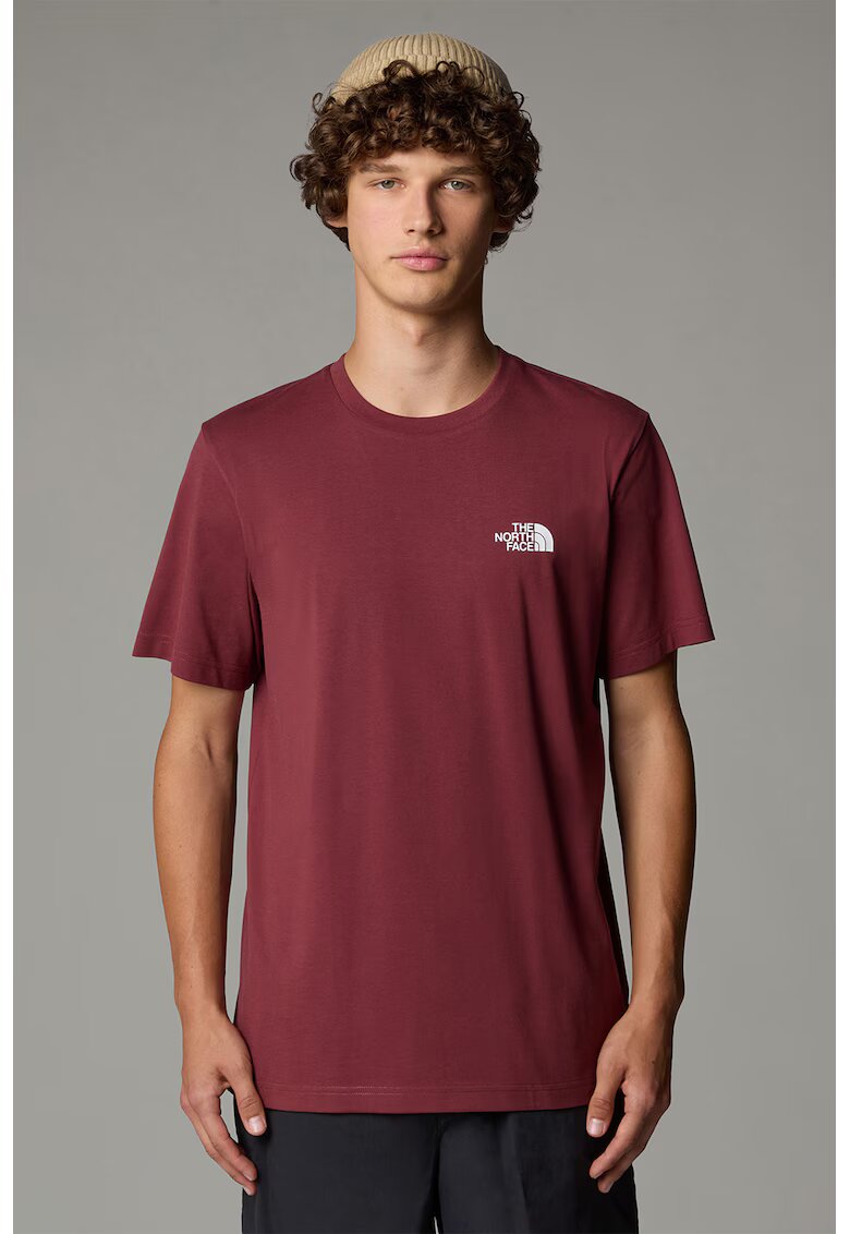 The North Face Tricou din amestec de bumbac cu decolteu la baza gatului - Visiniu