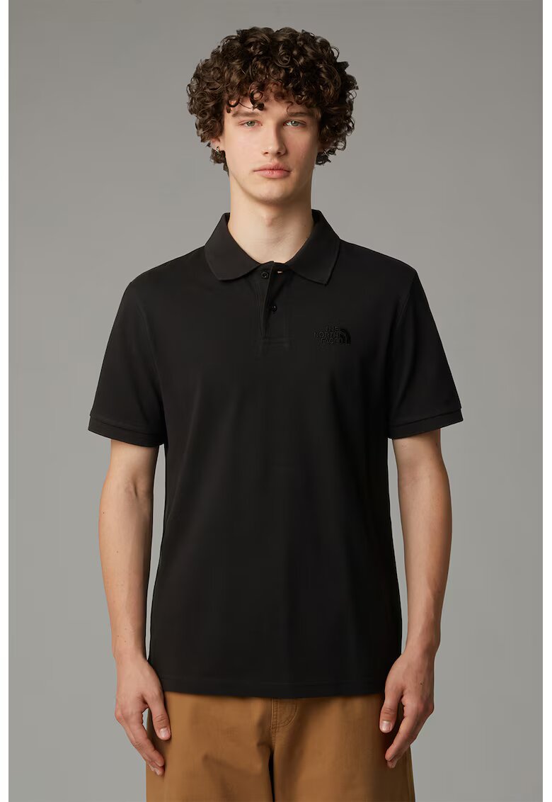 The North Face Tricou polo cu logo brodat - Negru