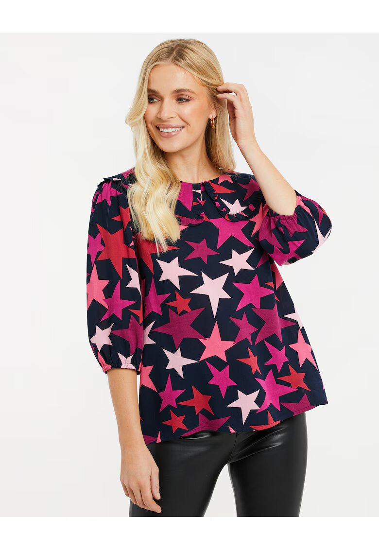 Threadbare Bluza cu model si guler Peter Pan Humbug 3947 - Negru