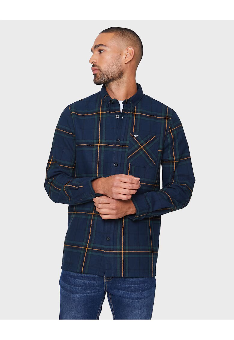 Threadbare Camasa in carouri cu guler fixat cu nasturi Franco 2601 - Verde/Portocaliu/Bleumarin