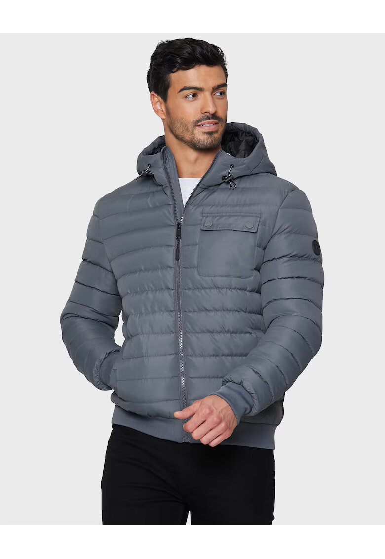 Threadbare Geaca matlasata cu buzunar cu clapa Bescot 2231 - Gri carbune