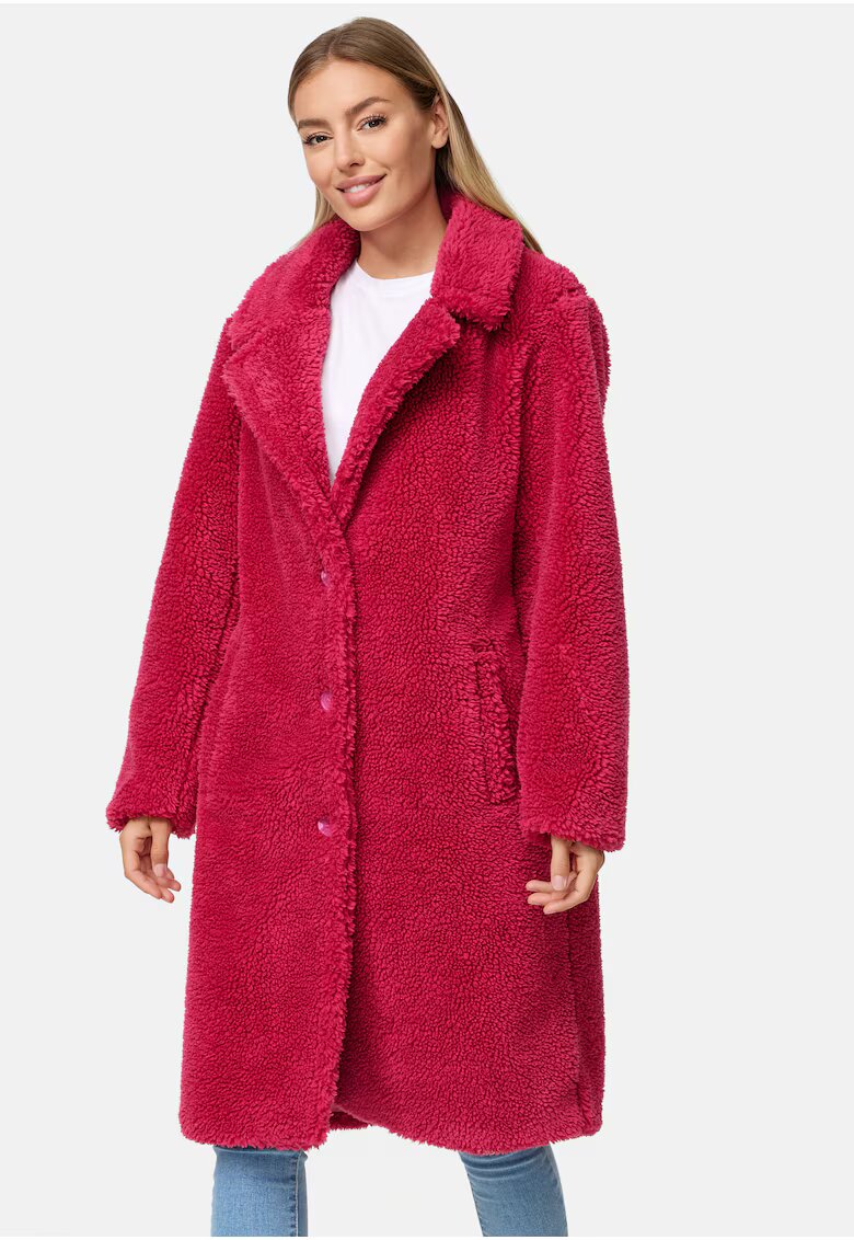 Threadbare Haina din material teddy cu buzunare oblice - Roz