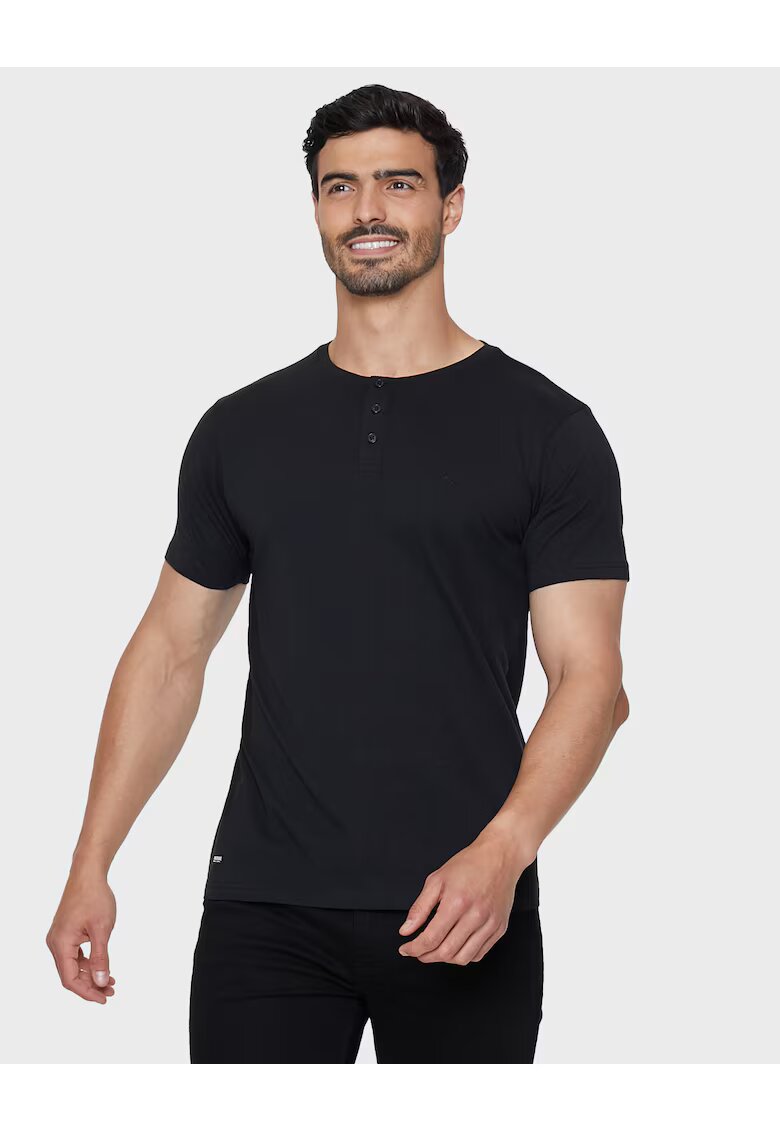 Threadbare Set de tricouri cu decolteu henley Grandad 3115 - 5 piese - Multicolor