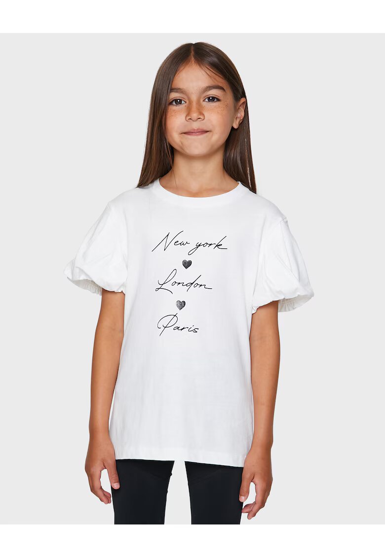 Threadgirls Tricou supradimensionat cu maneci bufante - Crem
