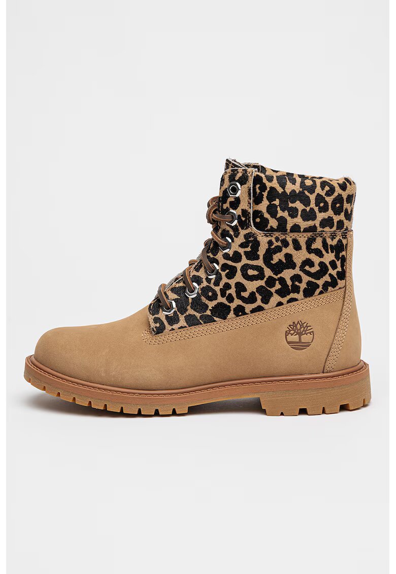 Timberland Bocanci de piele nabuc cu detalii cu par scurt Premium 6 - Negru/Bej