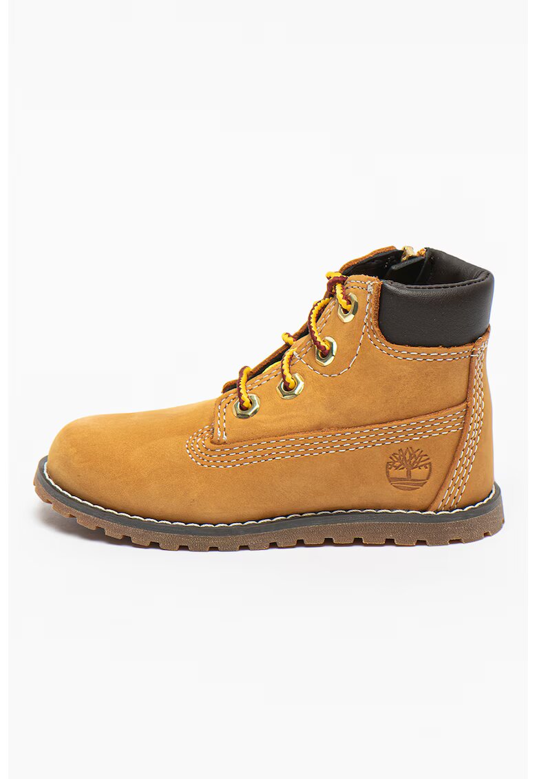 Timberland Ghete de piele nabuc Pokey Pine - Maro inchis/Galben inchis