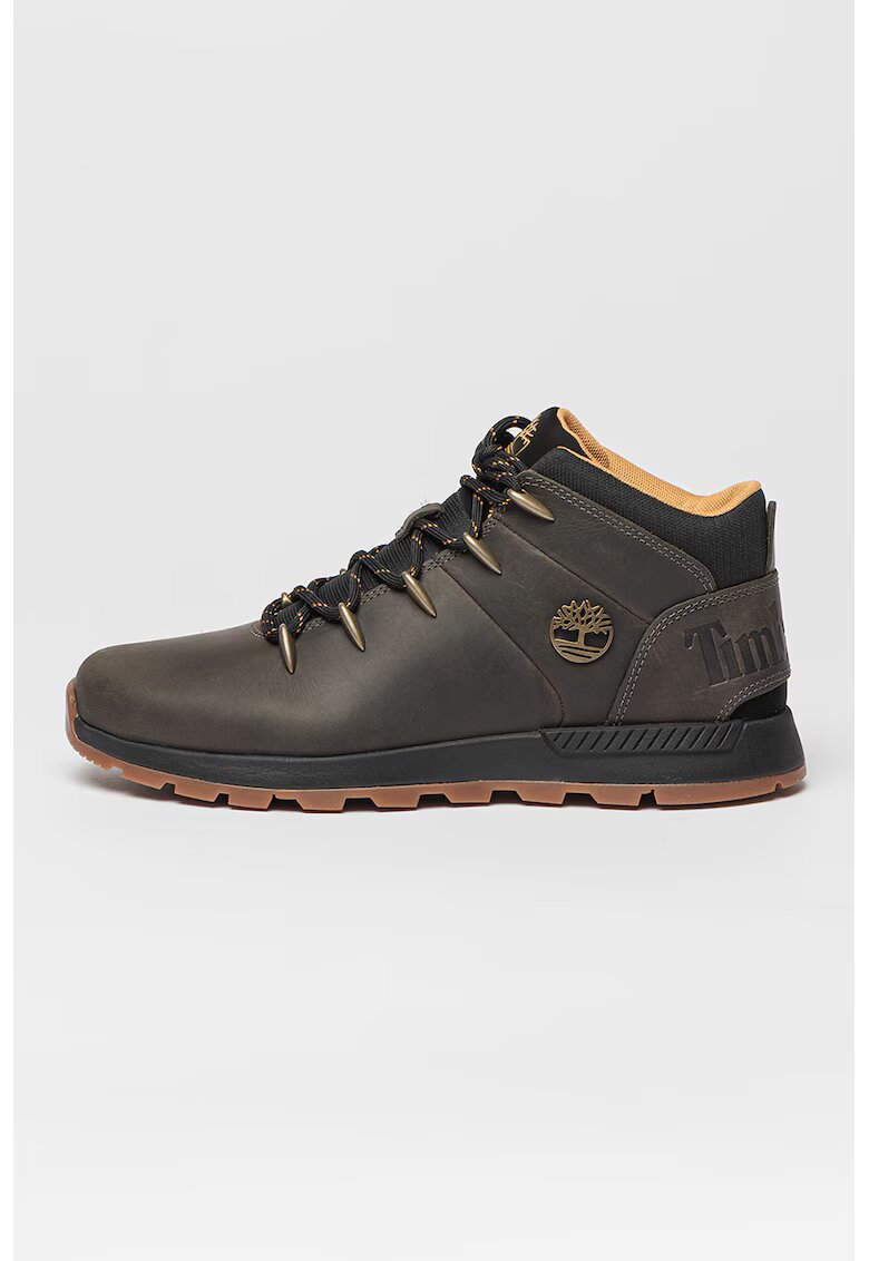 Timberland Ghete din piele cu garnituri din material textil Sprint Trekker - Gri antracit