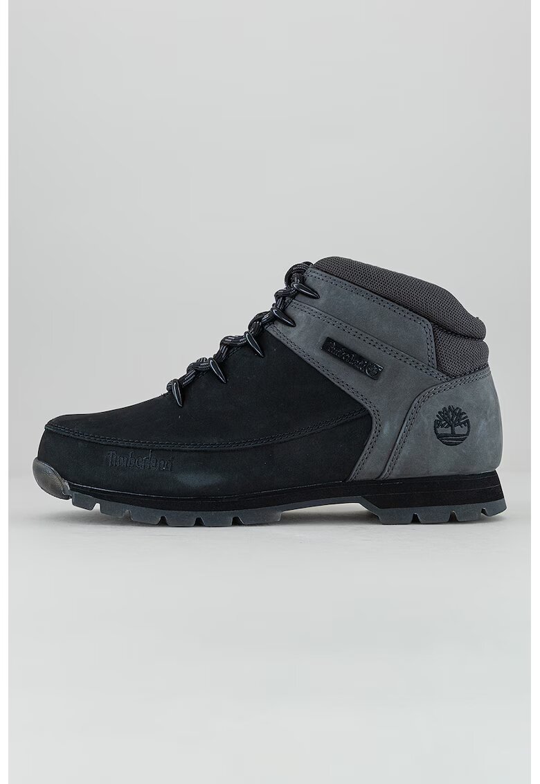 Timberland Ghete din piele nabuc cu detaliu logo - Negru
