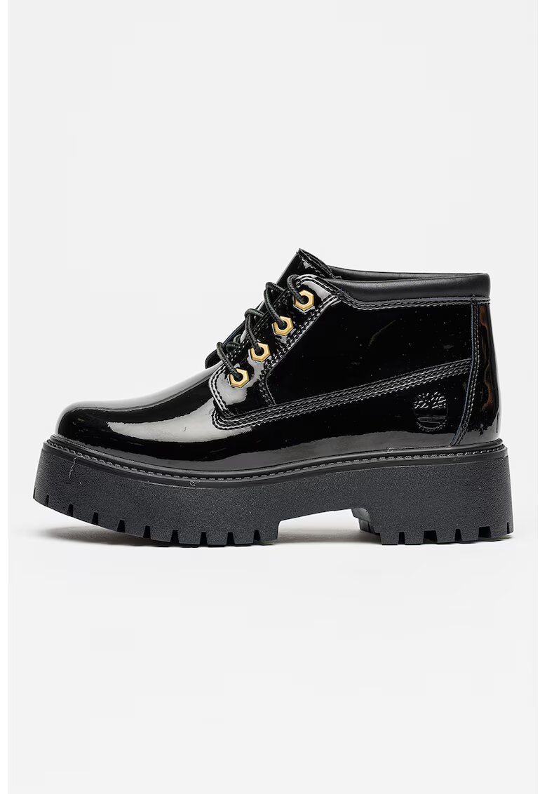 Timberland Ghete impermeabile din piele lacuita Stone Street - Negru