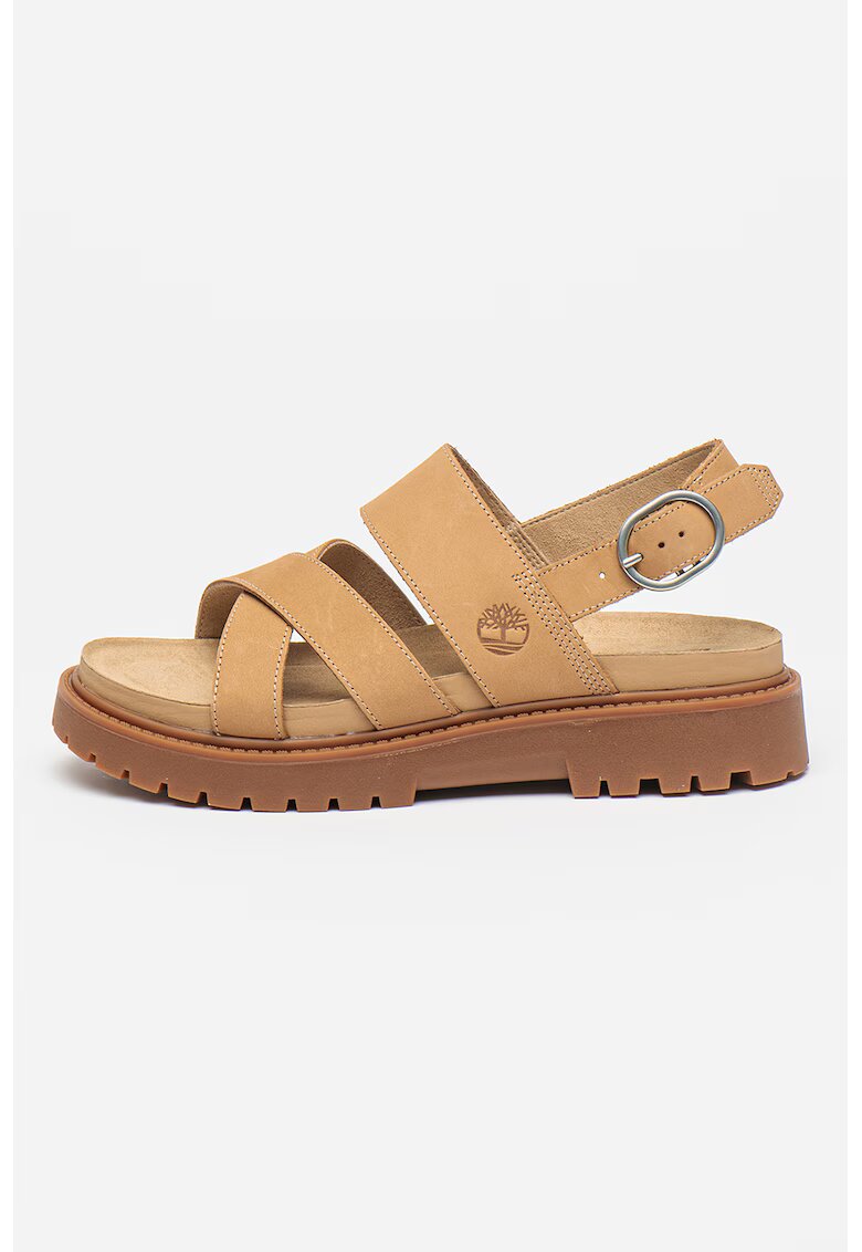 Timberland Sandale de piele cu o catarama - Bej inchis