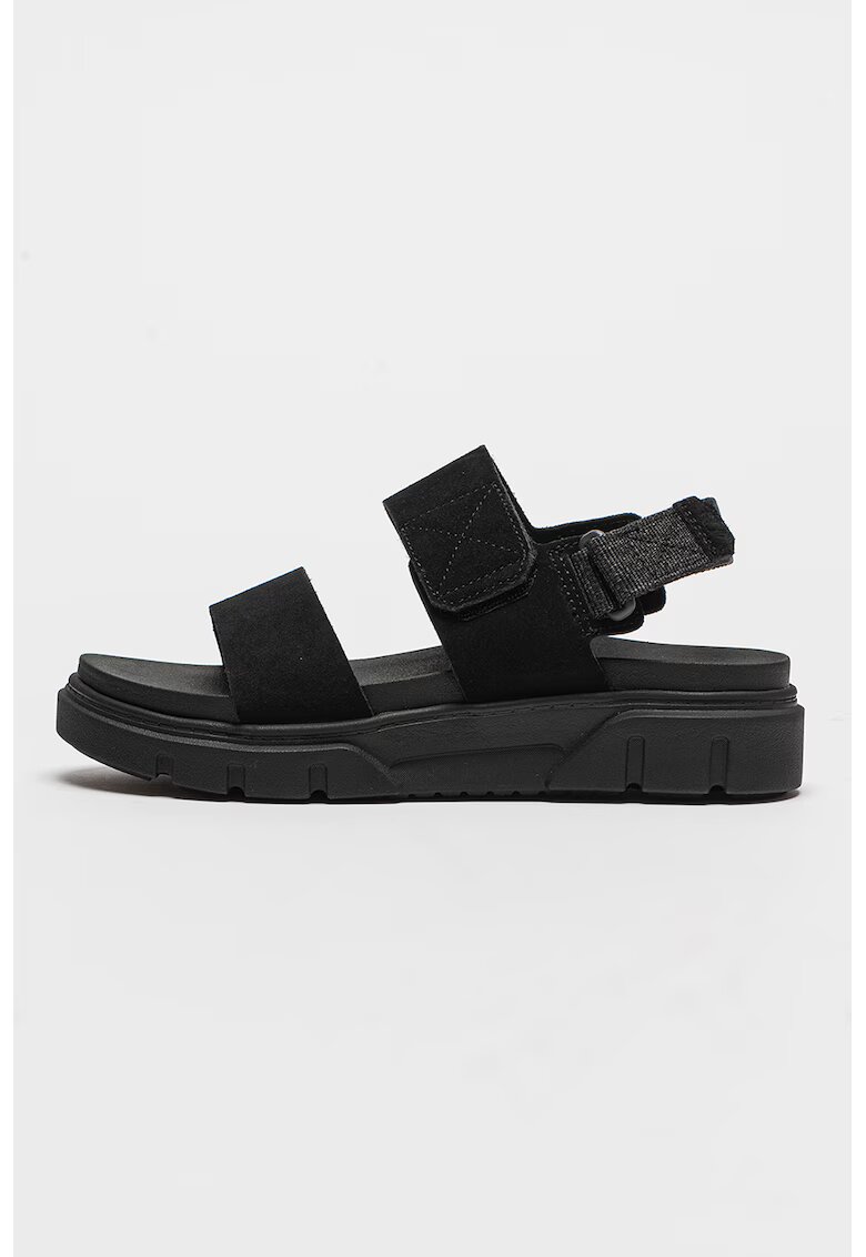 Timberland Sandale de piele intoarsa cu banda velcro - Negru
