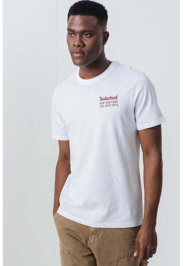 Timberland Tricou cu decolteu la baza gatului si design pe spate - Alb/Caramiziu