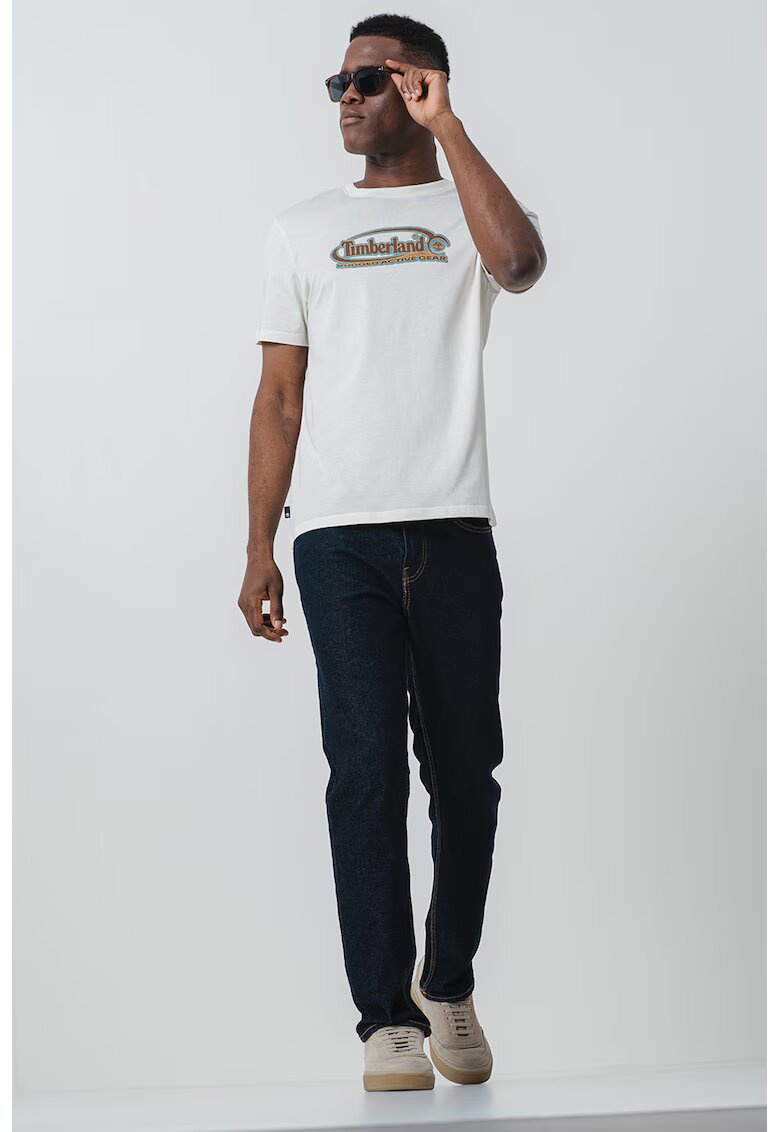 Timberland Tricou cu decolteu la baza gatului si imprimeu - Alb murdar