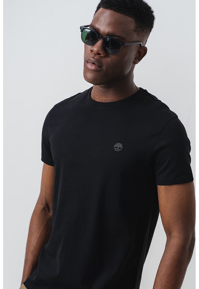Timberland Tricou cu decolteu la baza gatului si logo Oyster River - Negru