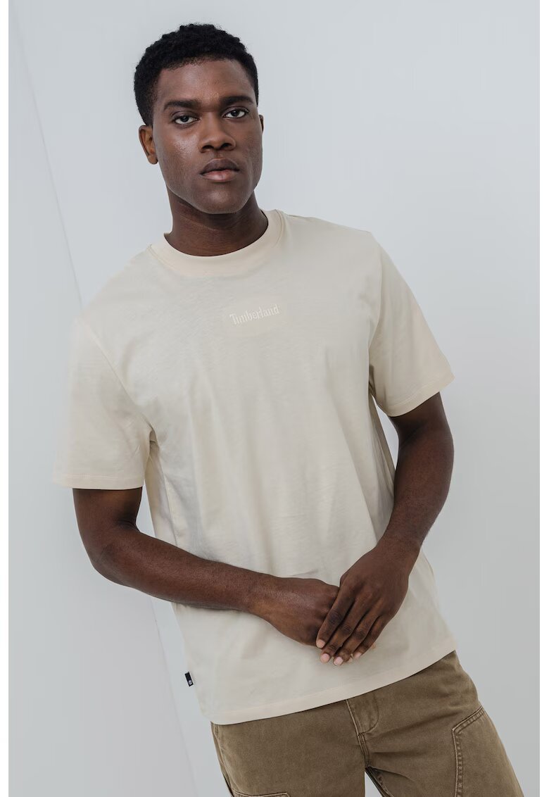 Timberland Tricou de bumbac cu logo brodat - Bej deschis