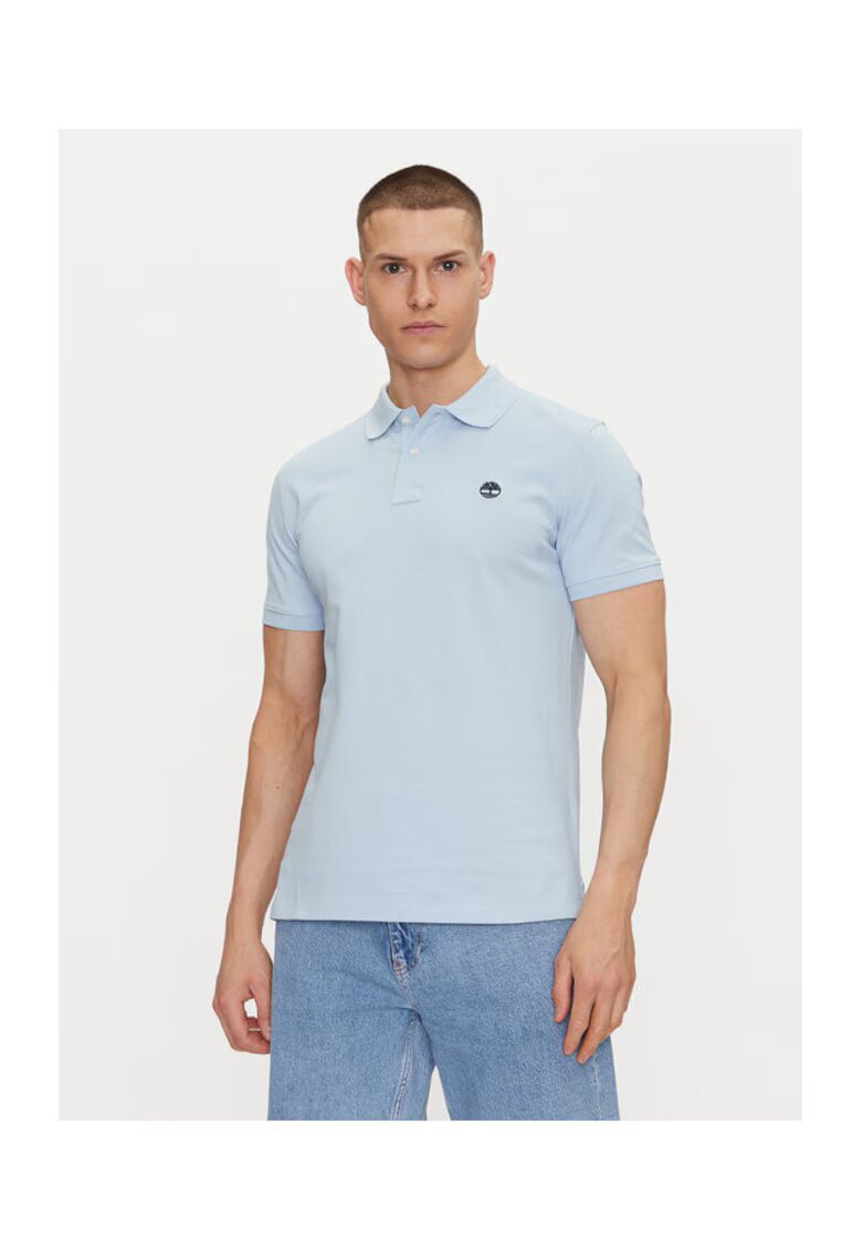 Timberland Tricou polo barbati TB0A6VDP9401 - Bumbac organic - 45687 - Albastru deschis