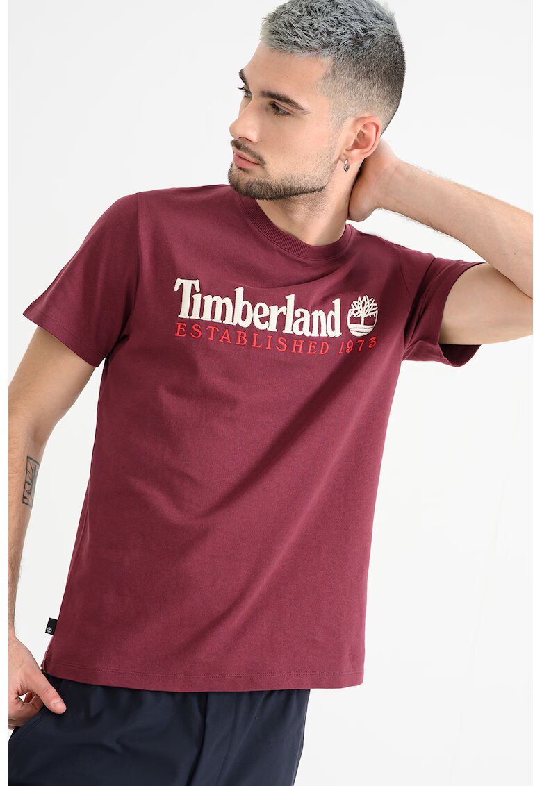 Timberland Tricou regular fit cu logo brodat - Violet tyrian