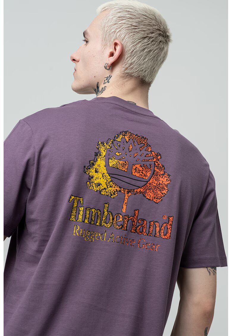 Timberland Tricou regular fit cu logo - Portocaliu/Violet prafuit