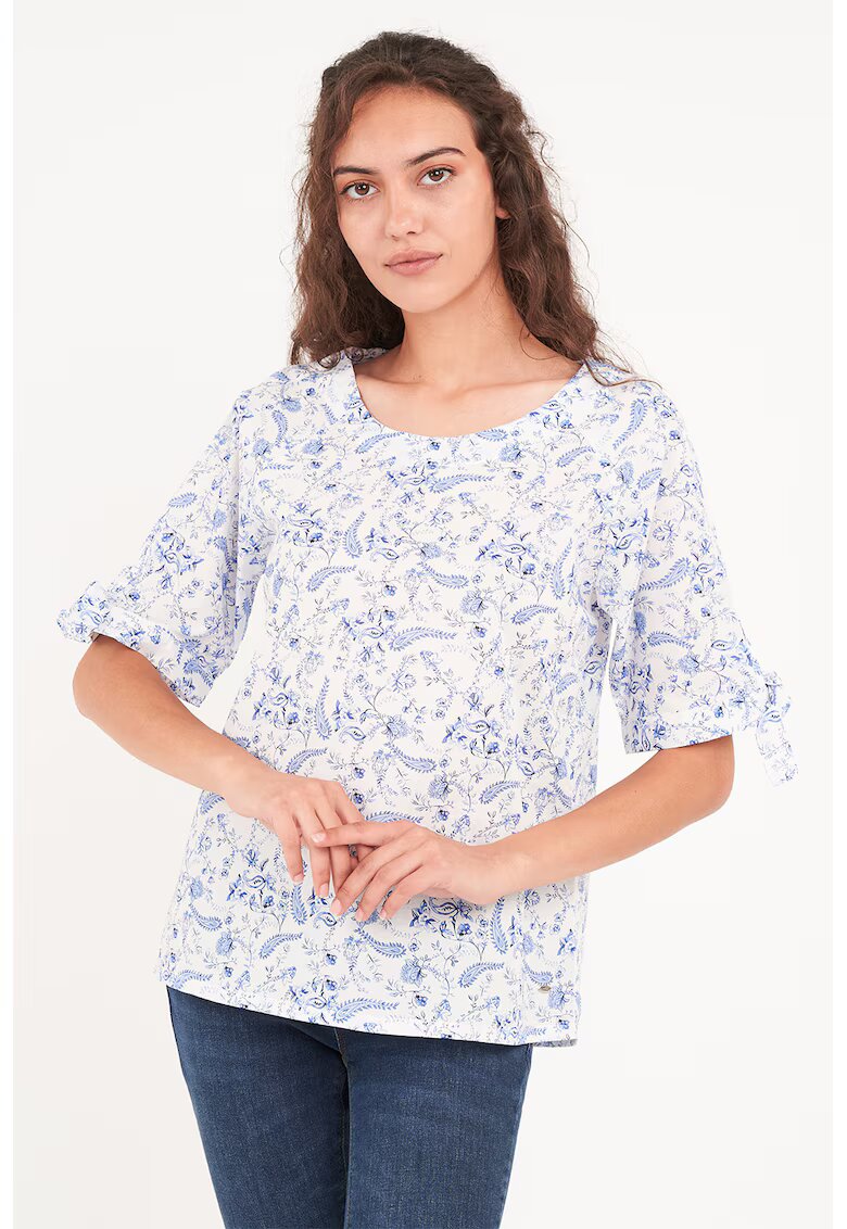 Timeout Bluza de bumbac cu model paisley - Alb/Albastru
