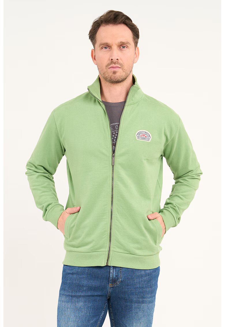Timeout Bluza de trening cu fermoar si guler mediu - Verde lime
