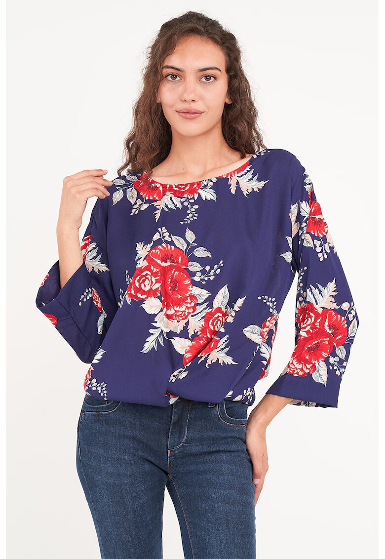Timeout Bluza vaporoasa cu model floral - Verde/Bleumarin
