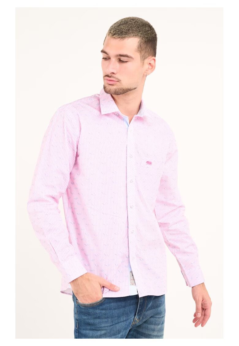 Timeout Camasa barbat cu maneca lunga si model ( Material: Bumbac - ASH ROSE - Roz