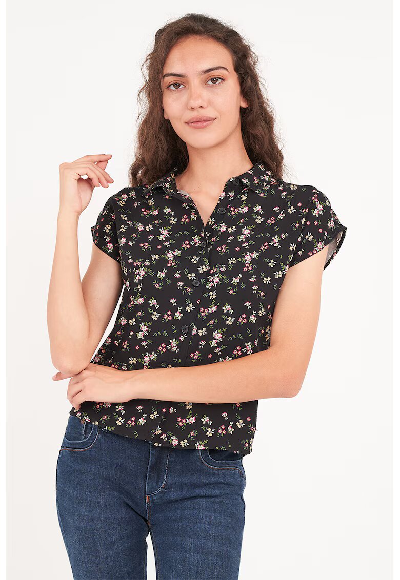 Timeout Camasa cu model floral si maneci scurte - Verde/Negru