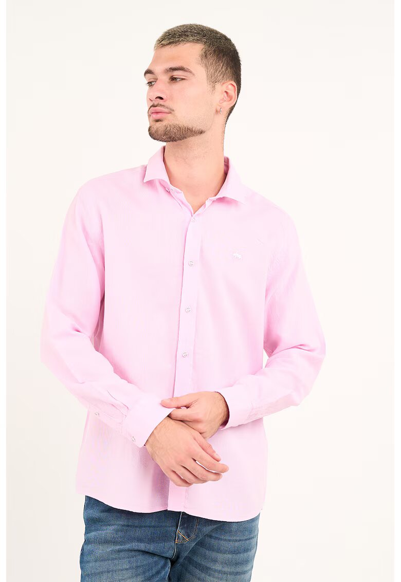 Timeout Camasa uni din bumbac cu guler clasic - Roz pastel