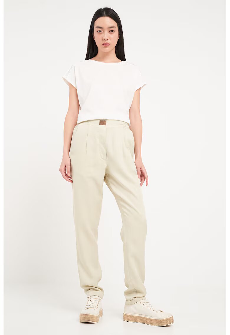 Timeout Pantaloni din lyocell cu talie elastica - Bej deschis