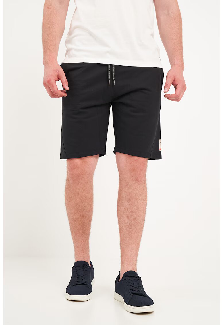 Timeout Pantaloni scurti din amestec de bumbac cu talie ajustabila - Negru