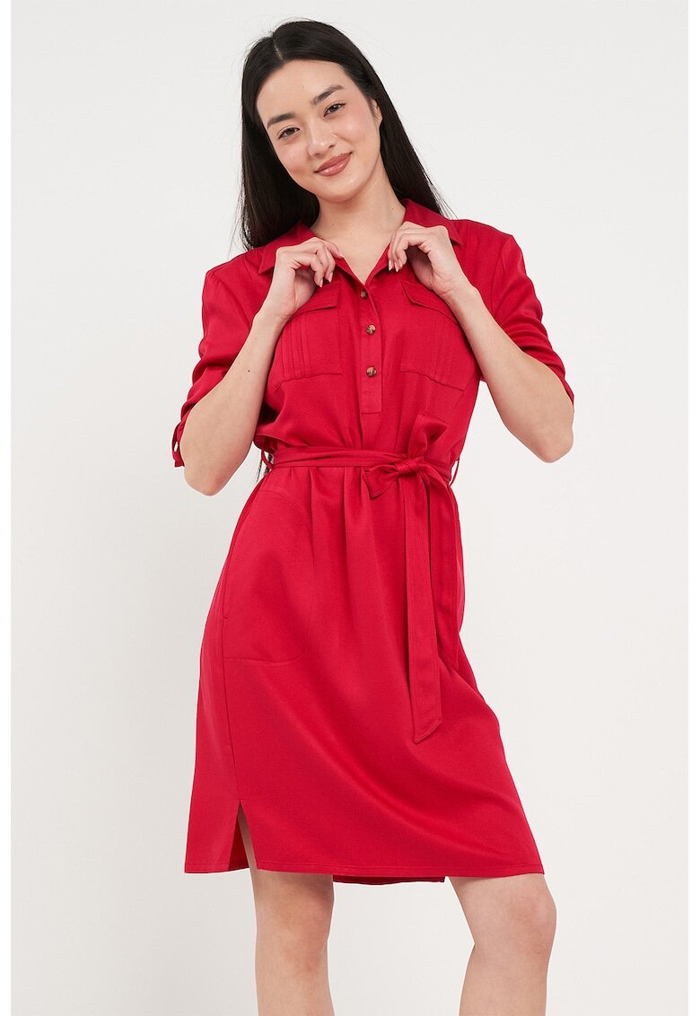 Timeout Rochie scurta cu buzunare pe piept - Rosu