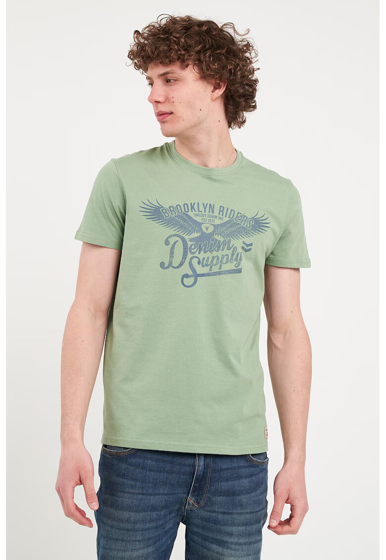 Timeout Tricou de bumbac grafic - Verde sparanghel