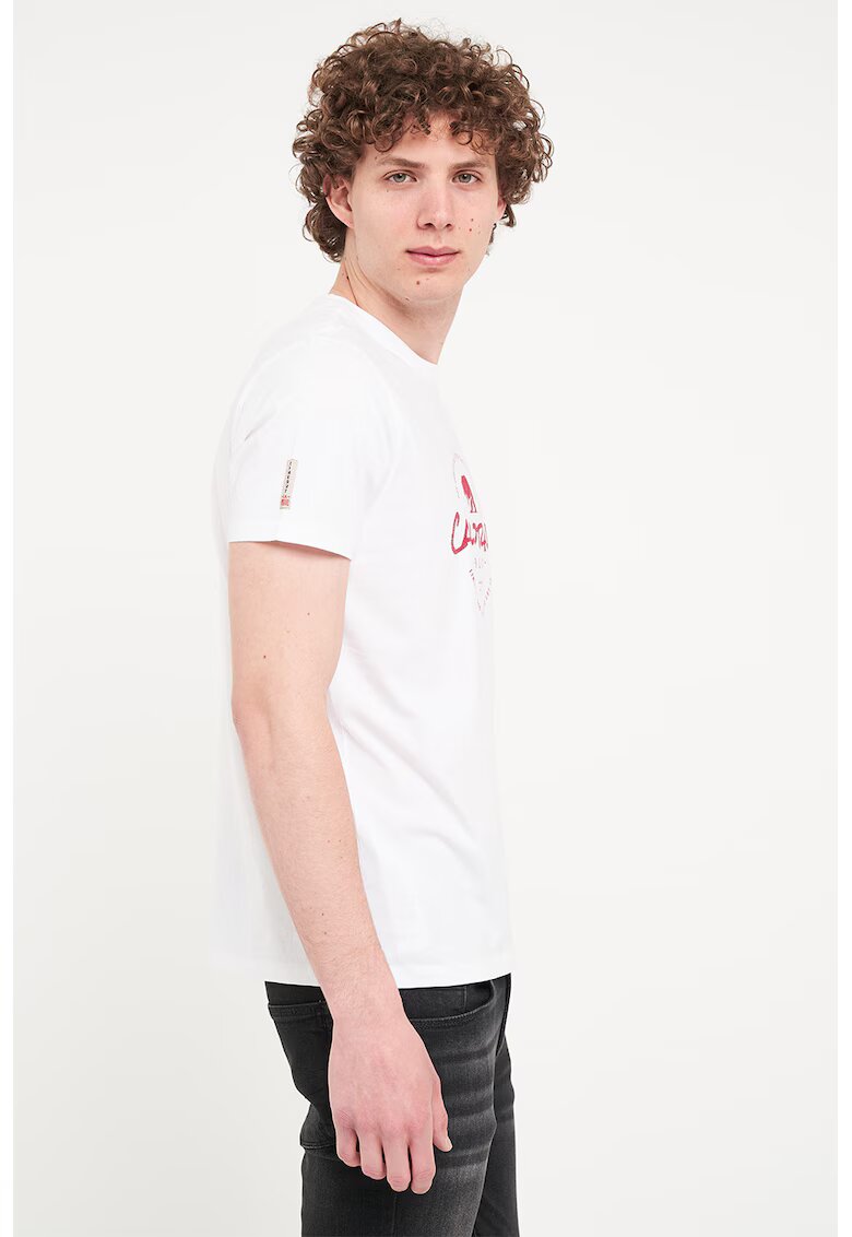 Timeout Tricou din bumbac cu decolteu la baza gatului - Rosu/Alb optic