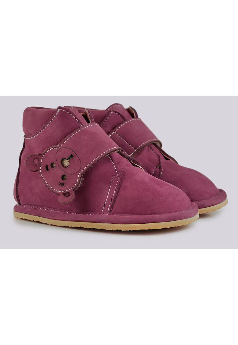 TINY TOES Ghete Barefoot din piele nabuc Boog - Violet tyrian