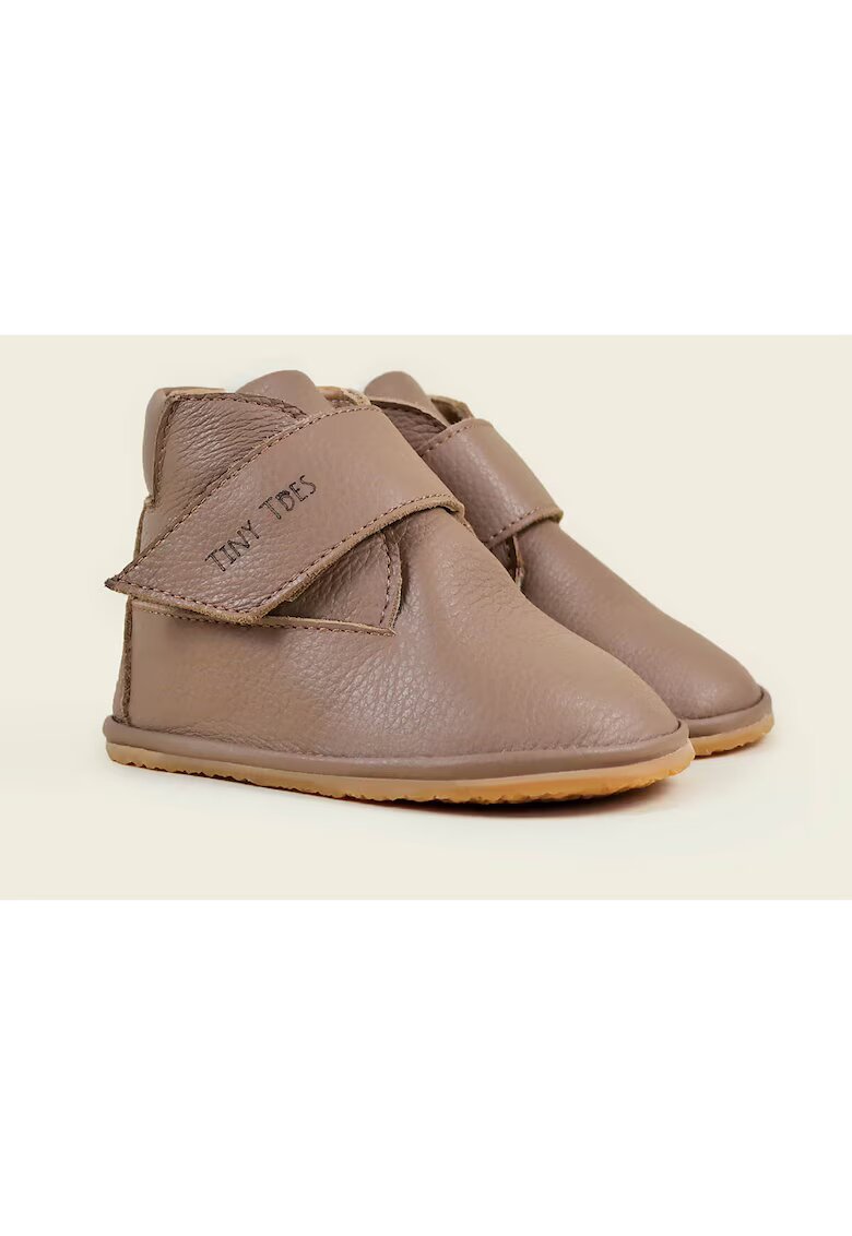 TINY TOES Ghete Barefoot din piele naturala - Broof - Maro - Maro