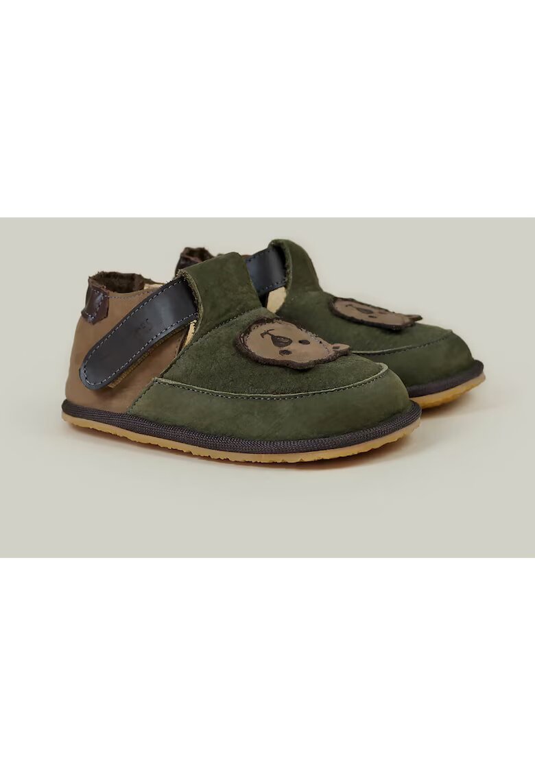 TINY TOES Pantofi Barefoot din piele naturala - Barney - Verde - Verde
