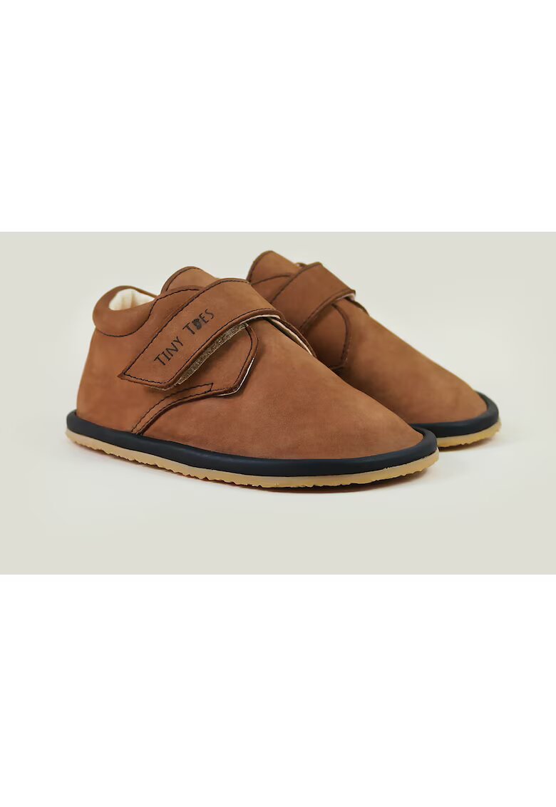 TINY TOES Pantofi Barefoot din piele naturala - Bron - Maro - Maro