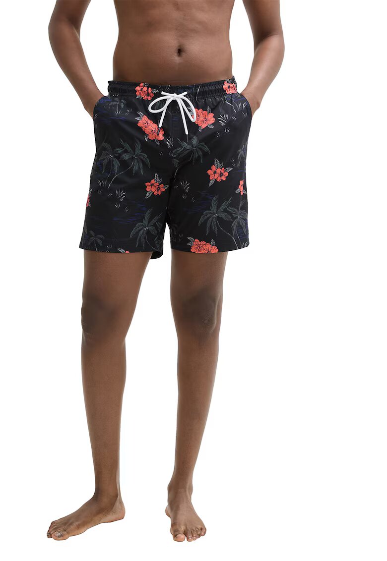 Tom Tailor Bermude de baie cu imprimeu floral - Negru/Portocaliu