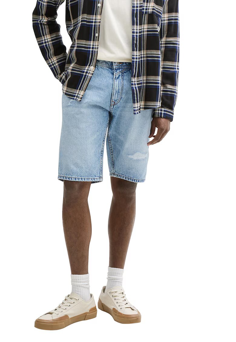 Tom Tailor Blugi de denim cu detalii deteriorate - Albastru deschis melange