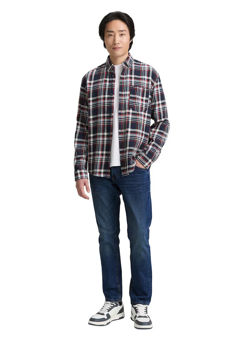 Tom Tailor Blugi drepti cu model cu 5 buzunare - Albastru inchis